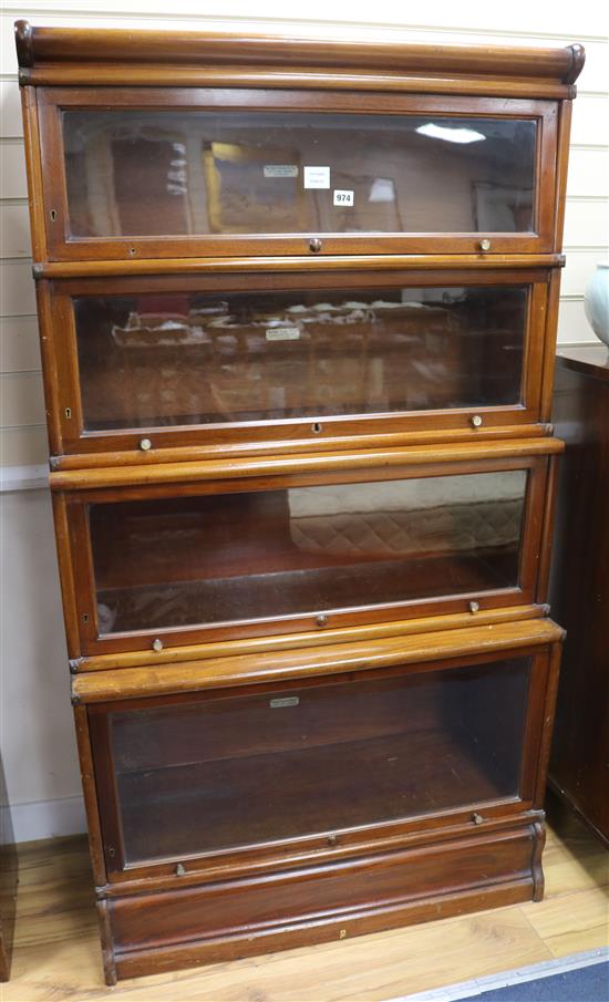 A Globe Wernicke mahogany four section bookcase W.87cm